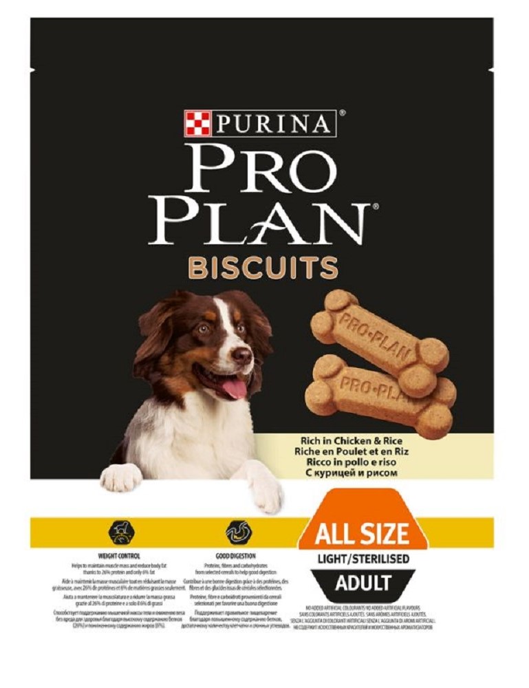 Pro Plan Light/Sterilised Adult biscuits with chicken and rice 400gr