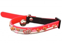 Pet-Interest Ελαστικό Κολάρο Γάτας "Happy Cat Red" 1cm x 30cm με κουδουνάκι