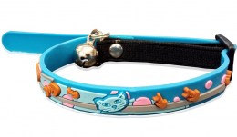 Pet-Interest Ελαστικό Κολάρο Γάτας "Happy Cat Blue" 1cm x 30cm με κουδουνάκι