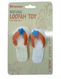 Pet Interest Natural Loofah Dog & Rodent Toy Flip Flops Pair